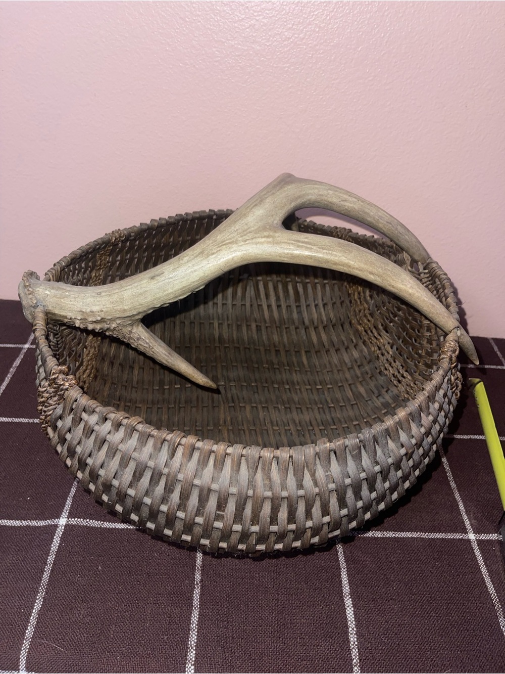 Man Cave Handwoven Genuine Deer Antler Handle Vintage Wyoming Made Signed Tag